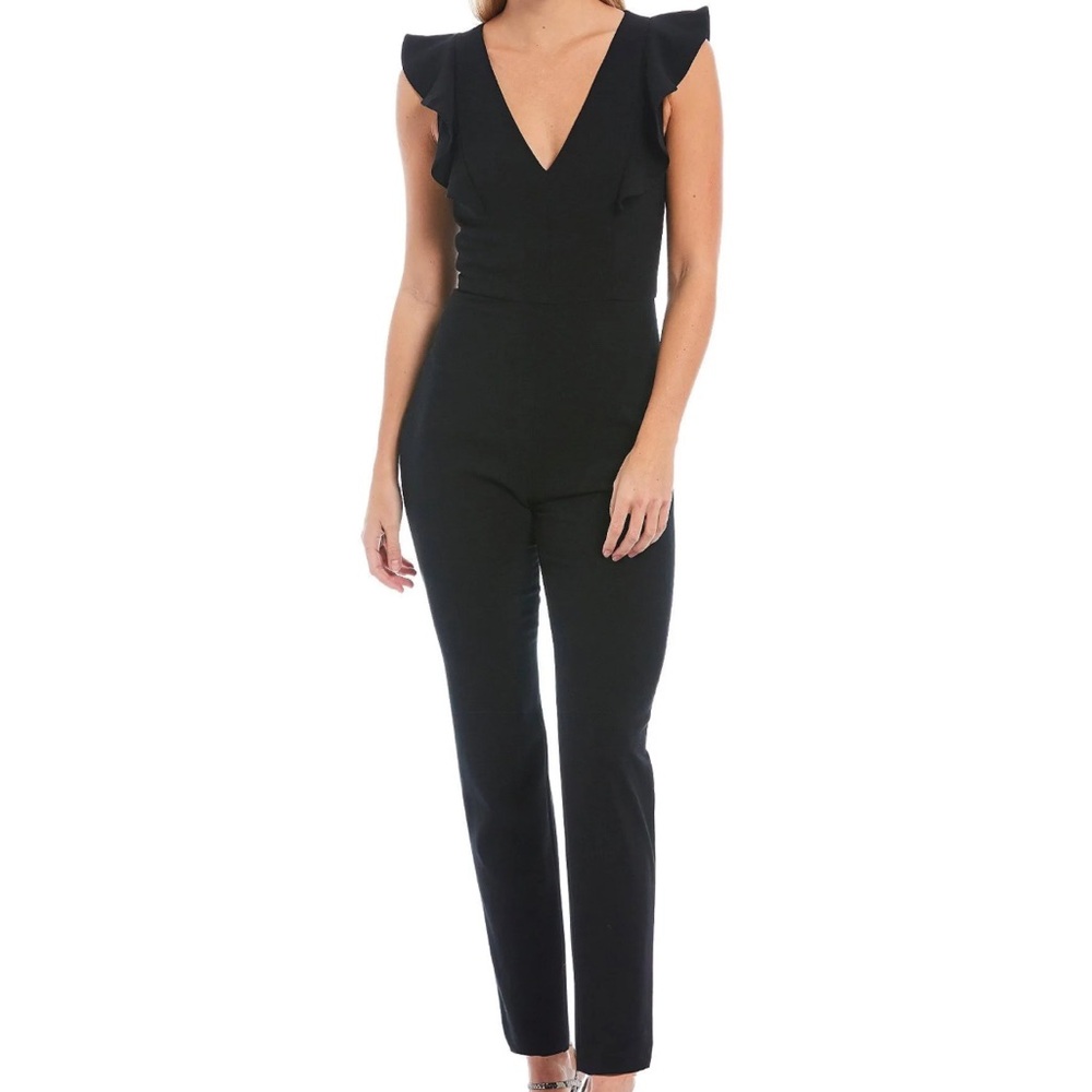 French Connection Black Jumpsuit Classic Minimalist Design V Neck Women's size 0
